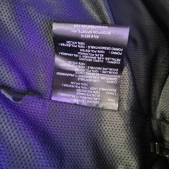 Scorpion Exo Men's Motorcycle Jacket Black Leather 2XL with Armor - Get Stung - Picture 5 of 7